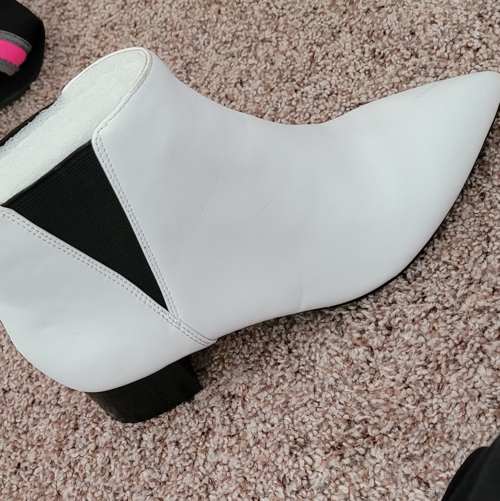 White leather boots